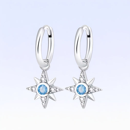 Blue Starlight Hoop Earrings