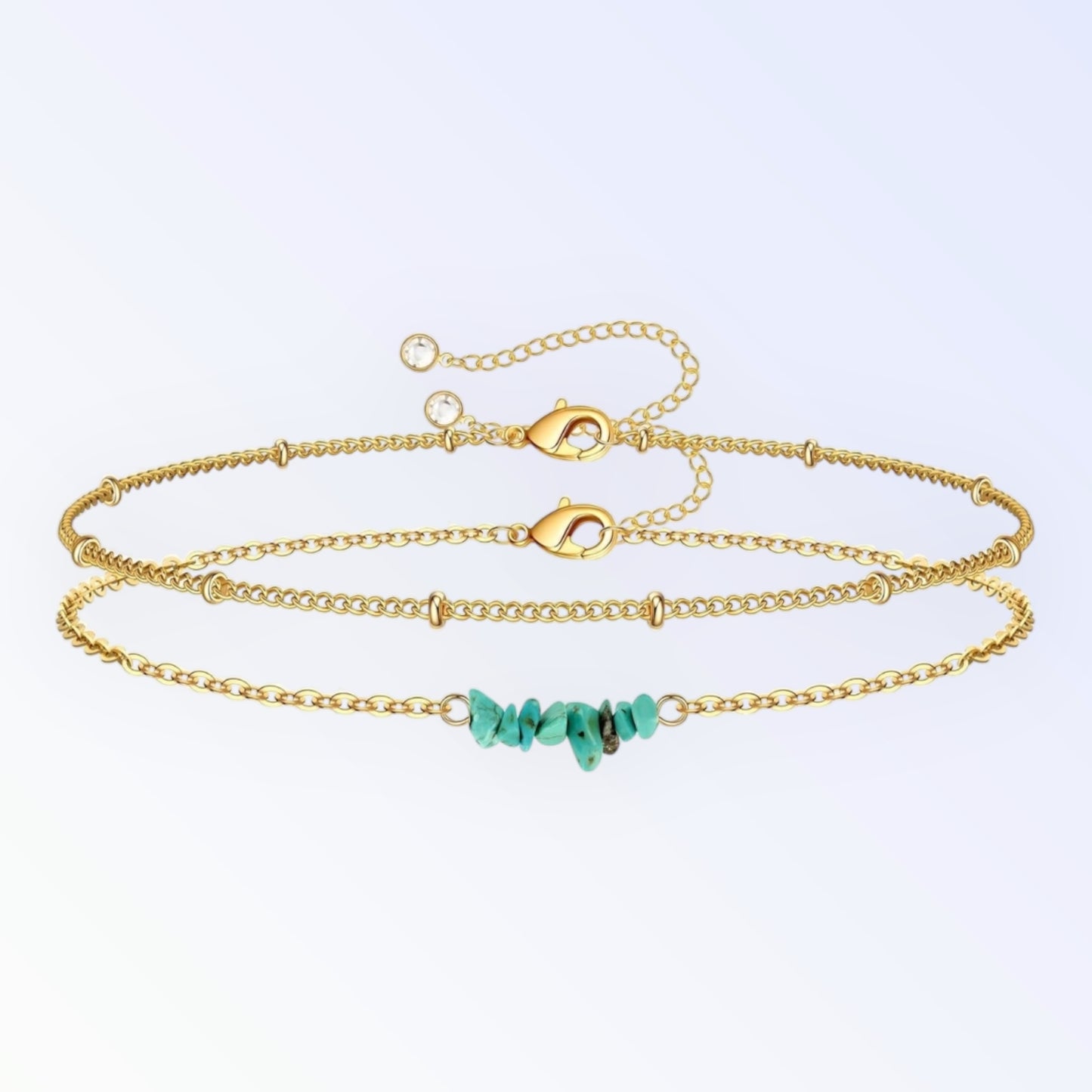 Turquoise Tide Double Bracelet - 18K Gold Plated Bracelet