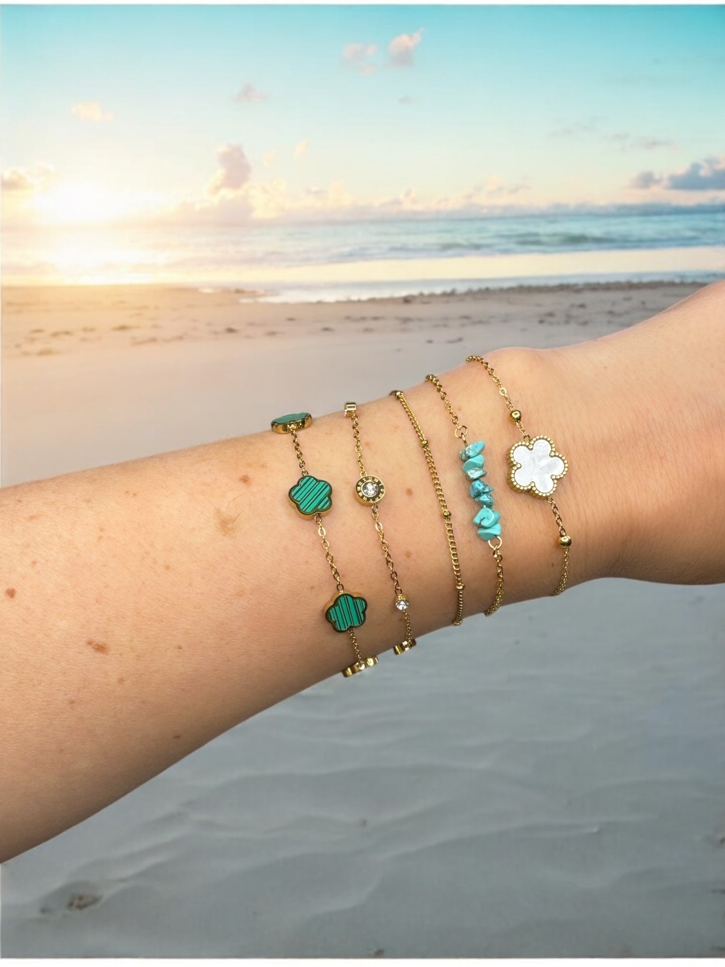 Turquoise Tide Double Bracelet - 18K Gold Plated Bracelet